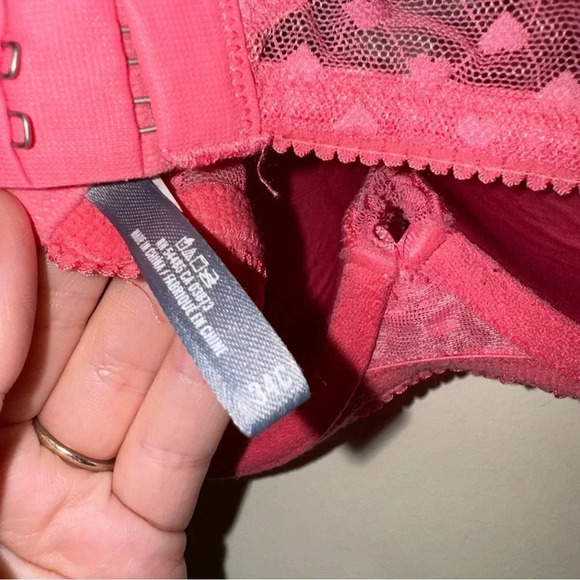 Women’s Aerie Brand Pink Heart Print Push-Up Bra  with Fluffy Trim 2013 Size 34C - Picture 11 of 16